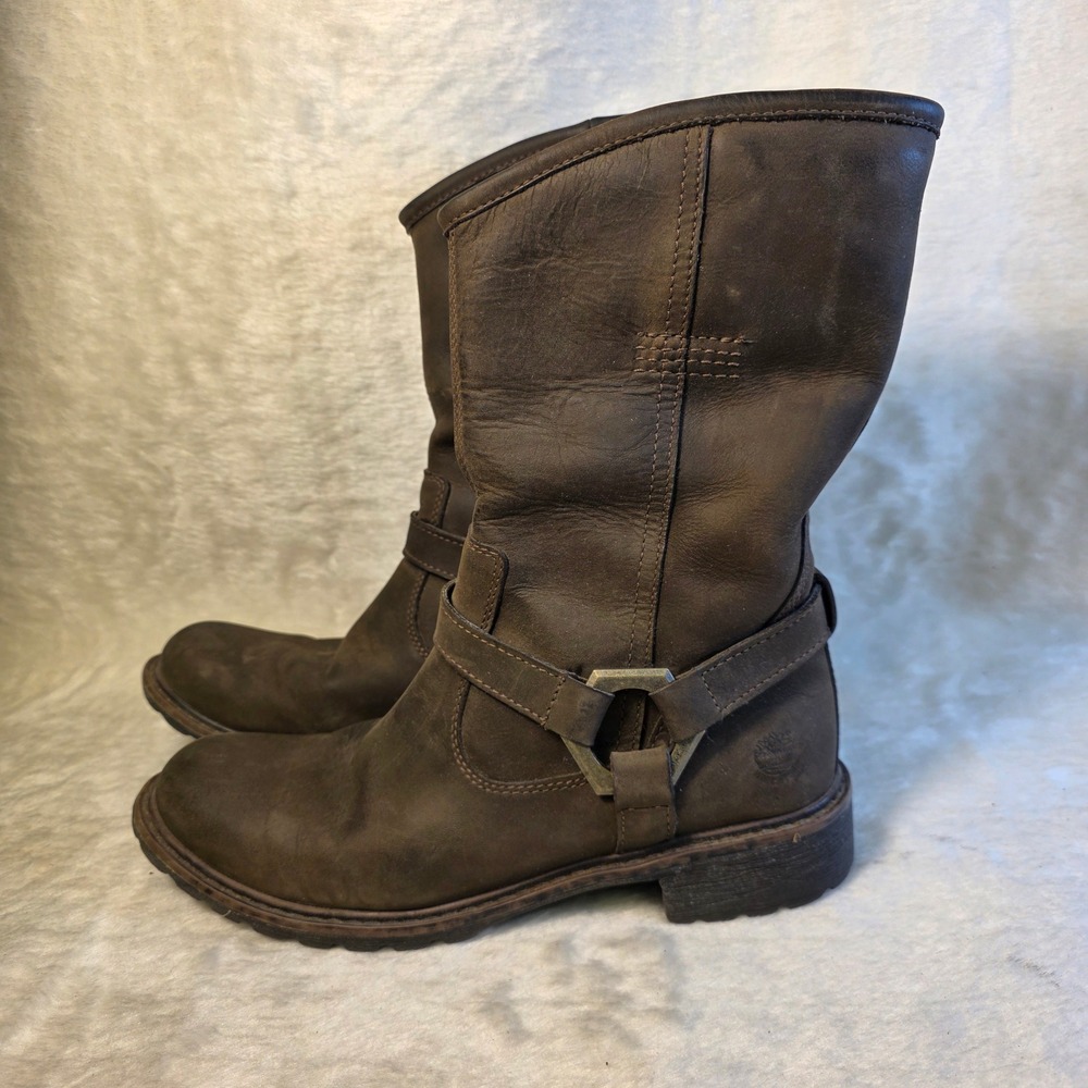 Timberland Earthkeepers 8603A Mid Calf Harness Boots Brown Leather Womens 8.5